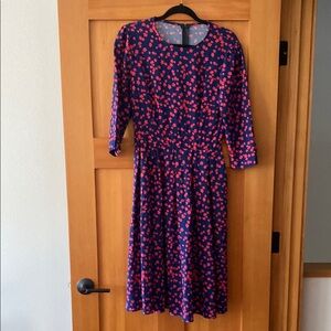 Floral Navy and Pink Midi Dress